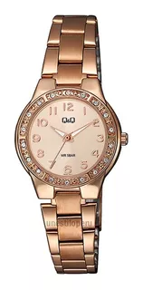 Reloj Q&q Mujer Acero Oro Rosa Casual Pulsera Original Q Q