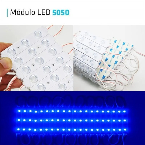 Modulo Led 5050 Smd 3 Chips 30 Lm Azul 12v Exterior Pack 100