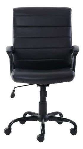 Silla De Oficina De Gerente Cuero Sintético Mainstays U.s.a Color Negro