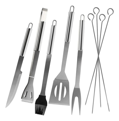 Kit 9 Utensílios Asador Parrilla Barbacoa Cozinha Aço Inox