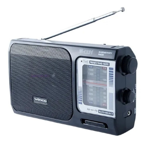 Radio Portatil Am Fm Electrica Y A Pilas Winco W-1231 Manija