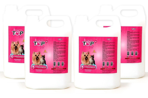 Kit 4un Condicionador Hipoalergênico Revitalizante P/ Petshop Banho Tosa Profissional 5l Top Vet Atacado -35%off