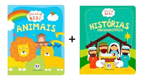 Kit 2 Livros Biblia Bebe - Animais E Histórias Inesquecíveis