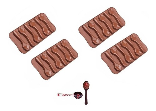 Pack X4 Molde Chocolate Moldes Silicona Chocolate Cucharas