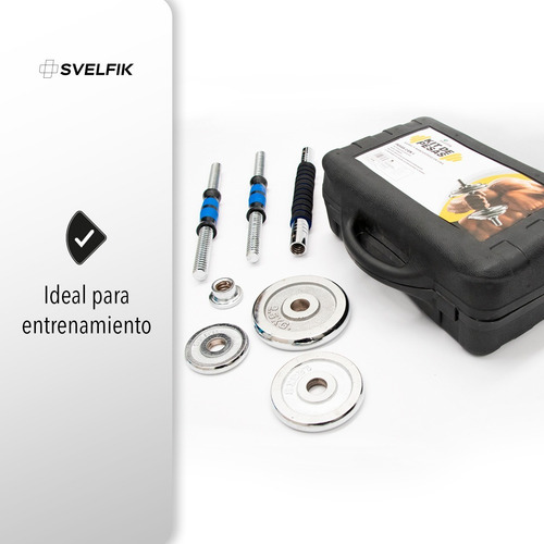 Imagen 3 de 6 de Kit De Mancuernas Pesas Barra Discos Ejercicio Gym 30kg Ms