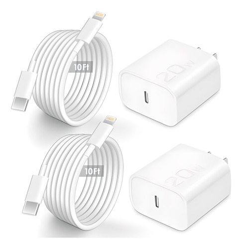 Cargador Rápido Usb C 20w + Cable Carga Rápida 10ft