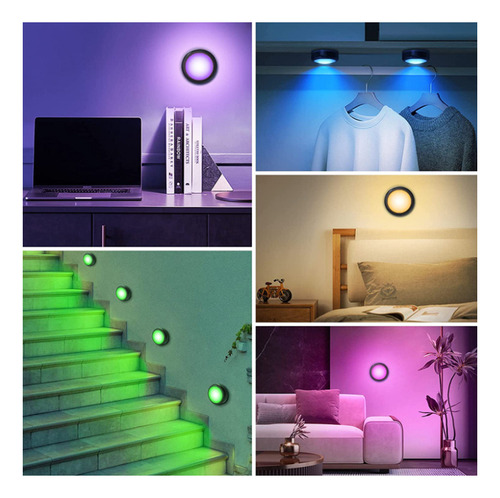 Luces Led Puck, Regulables, Rgb, Para Armario, Paquete De 6