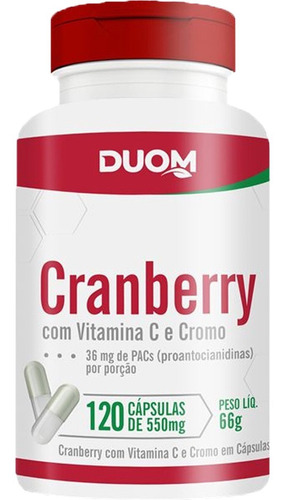 Cranberry Vitamina 100% Puro 120 Cápsulas 550mg Duom