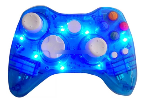 Control Inalambrico Para Xbox 360 Azul Con Iluminacion Led