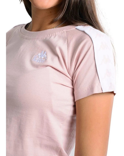 Imagen 3 de 4 de Remera Kappa Authentic Apan Rosa Blanco Mujer