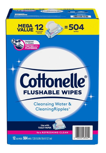Imagen 1 de 2 de Toallitas Desechables Sin Alcohol Cottonelle (504 Pzas.)