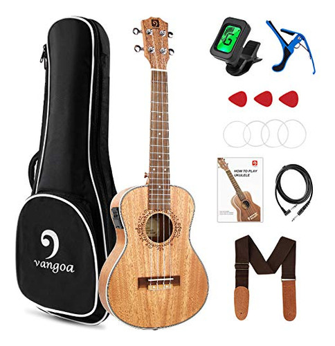 Vangoa Acoustic Electric Ukulele Tenor Caoba Kit Para Princi