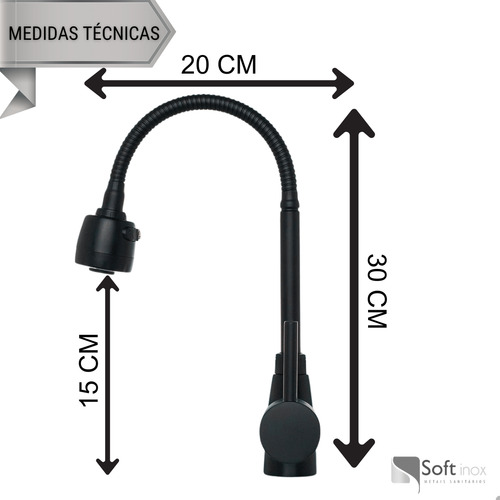 Torneira Misturador Gourmet Bancada Preto Fosco - Duplo Jato Monocomando Mangueira Flexível em Metal
