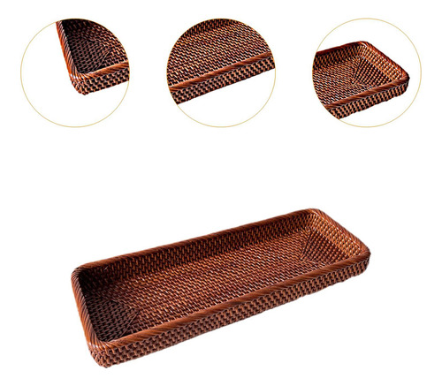 Cesta De Vime Bandeja Decorativa Portátil Rústica Grande