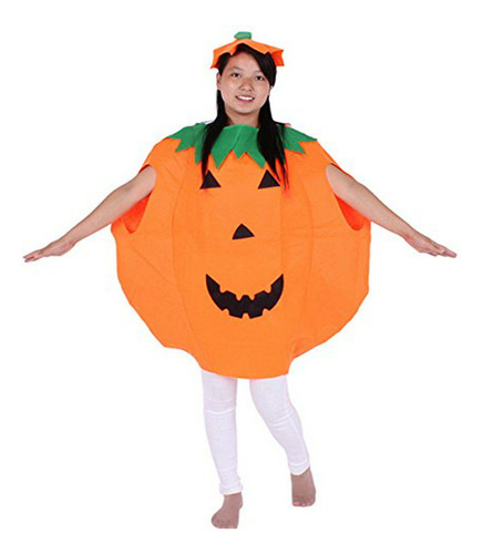 Disfraz Calabaza Naranja Adulto Unisex Con Sombrero Para Fiesta Halloween