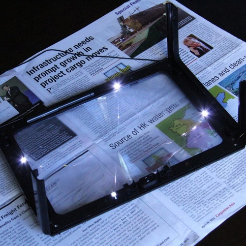 Lupa Rectangular Con 6 Luces Led Con Aumento De 3x