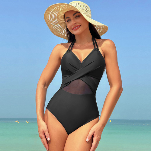 Bikini De Malla De Color Sólido Sexy De Moda Para Mujer
