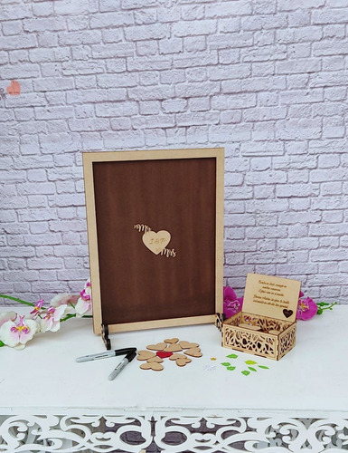 Cuadro De Firmas Para Boda Personalizado  50 Corazones