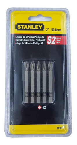 Punta Atornillador Stanley Taladro Phillips Ph2 50mm X5 Unid