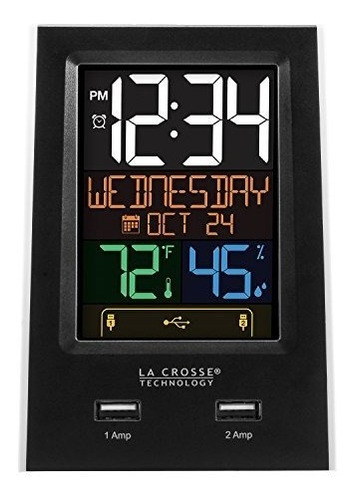 La Crosse Technology C86224 Alarma De Carga Usb Dual Con Tem