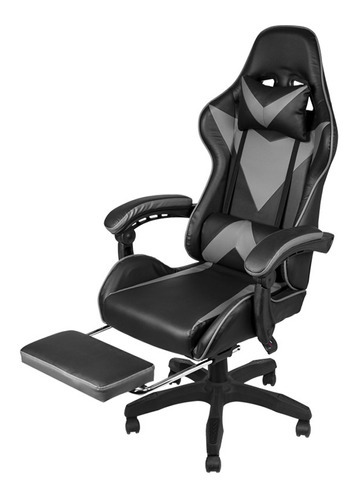 Cadeira De Escritório Gamer Ergonômica Apoio Pés Preta 3315