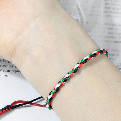 Pulsera Tejida Palestina Hecha A Mano Con Cuerda Ajustable