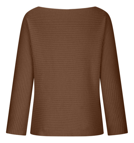 Jersey De Punto Holgado De Color Liso Para Mujer Con Hombros