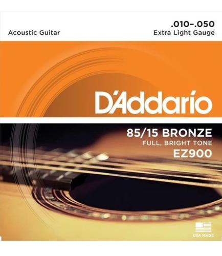 Encordado Guitarra Ez900 Acustica 010 Daddario Cuerdas