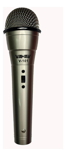 Microfono Alambrico Plata Con Cable V-101 Vamav