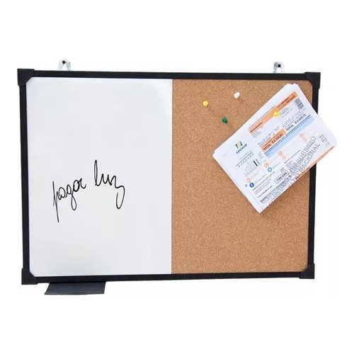 Imagen 2 de 4 de Pizarra Combinada Corcho Blanca 80x120 Borde Metal Envio
