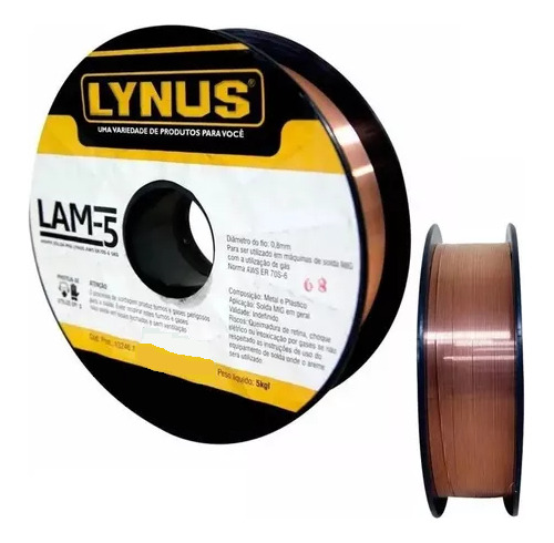 Arame De Solda Mig C/ Gás Rolo 5kg 0.8mm Lam-05 Lynus