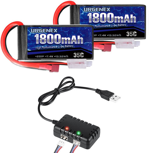 Bateria Lipo 7.4v 2s 35c 1800mah Con Deans T Plug Y Cargador