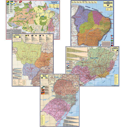 Mapa Brasil Sul Sudeste Norte Nordeste Centro Oeste Regiões