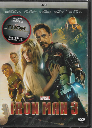 Iron Man 3 Marvel Robert Downey Jr Dvd Con Sticker De Thor