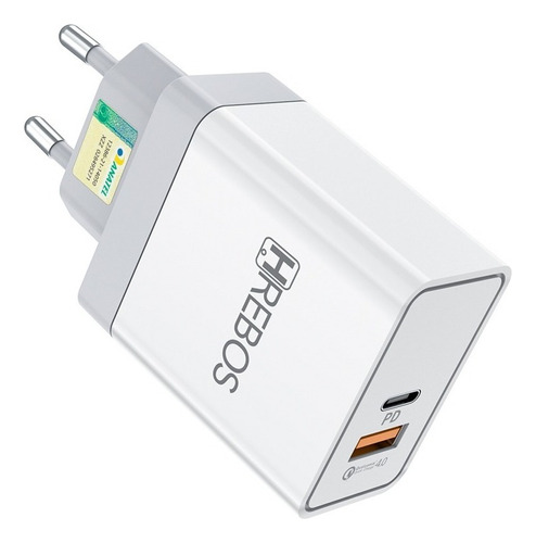 Carregador De Parede Hrebos Usb + Type-c Qc 3.0 Pd 20w