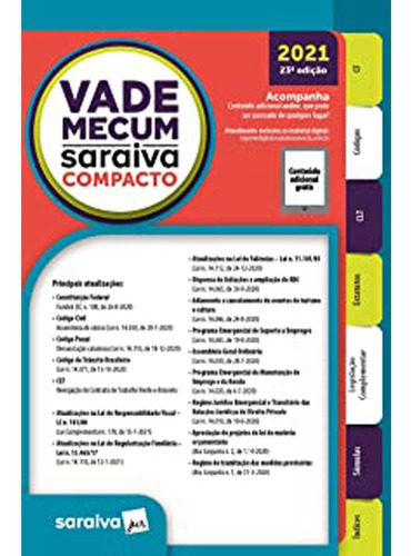 Vade Mecum Compacto - 23ª Edição - 2021, De A Saraiva. Editora Saraiva (juridicos) - Grupo Somos Sets, Capa Mole Em Português