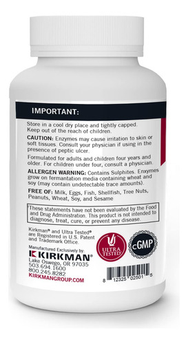Kirkman - Enzyme Complete/dpp-iv - 120 Cápsulas - Potent Dig