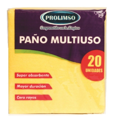 Paño Multiusos Amarillo Pqtx20und - Prolimso