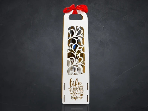 Caja De Madera De Navidad Para Botella Vino 750 Ml Regalo