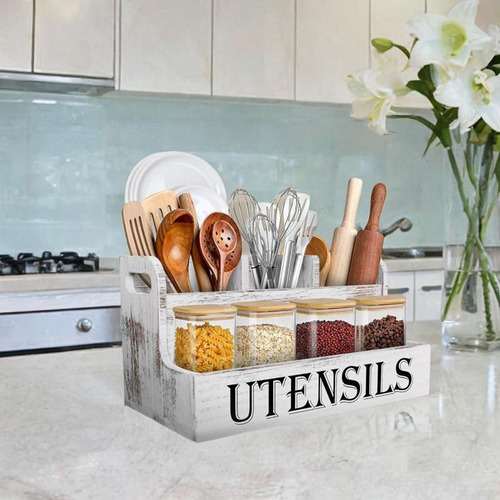 Soporte De Madera Para Utensilios, Organizador De Utensilios
