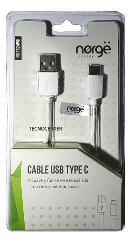 Cable Carga Usb Tipo C Norge 1metro Color Blanco