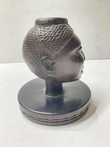 Cabeza Figura Africana Talla En Madera (Usado)