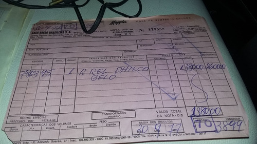 Lindo Rádio Relógio Philco Ford Anos 77 Nota Fiscal Da Epoca