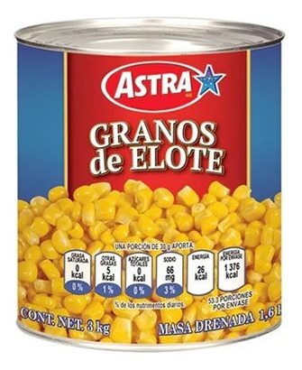 Grano Elote Astra Pack 3 Latas 3 Kg C/u