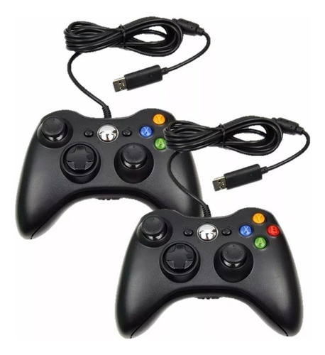Kit 2 Controle Xbox 360 Computador Pc Com Fio Joystick Feir