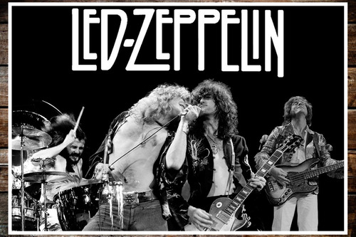Poster Lamina De Led Zeppelin Blanco Y Negro 47,5 X 32,5 Cm