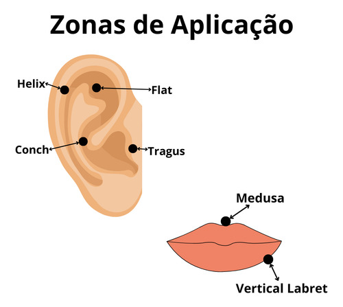 Piercing De Titânio Pedrinha De Luz Orelha Medusa Flat 2mm Cor Prateado