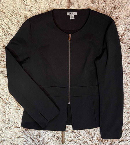 Saco Blazer Elegante Formal Dkny Negro Para Mujer Talla 14