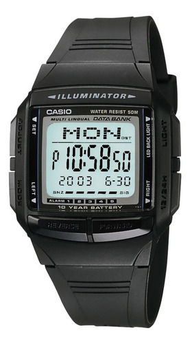 Relógio de pulso Casio Data Bank Db-36-1a, para masculino cor