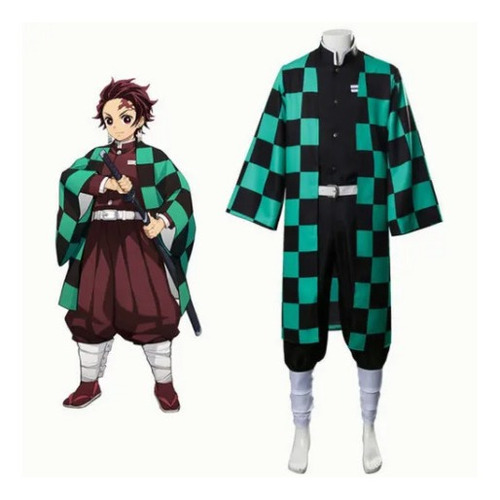 Kimono Kamado Disfraz De Cosplay De Tanjiro Con Pendiente